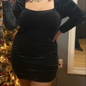 Large dark grey long sleeve dress